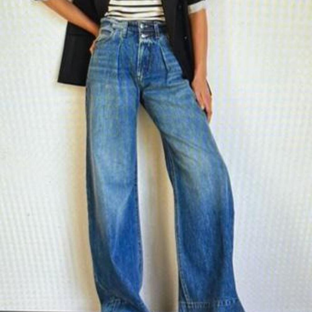 Frame mesa pleated wide leg